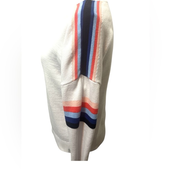 Talbots White Crewneck Sweater with Colorful Stripes . Sz. XS - Picture 6 of 8
